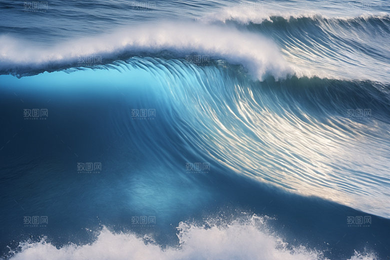 海浪蓝色清透摄影图