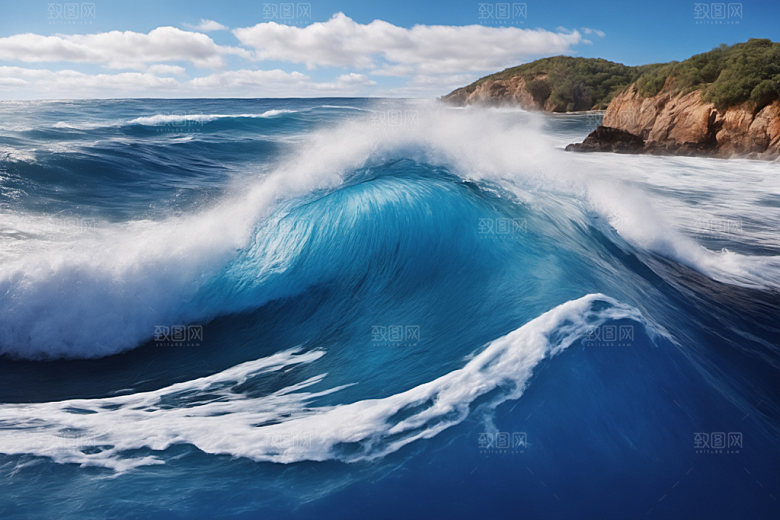海浪波浪浪花摄影图