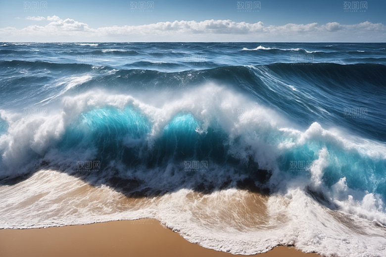 海浪蓝色海水摄影图