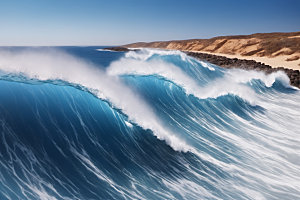 海浪波浪大海摄影图