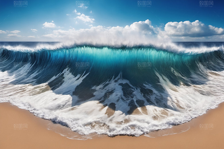 海浪蓝色自然摄影图