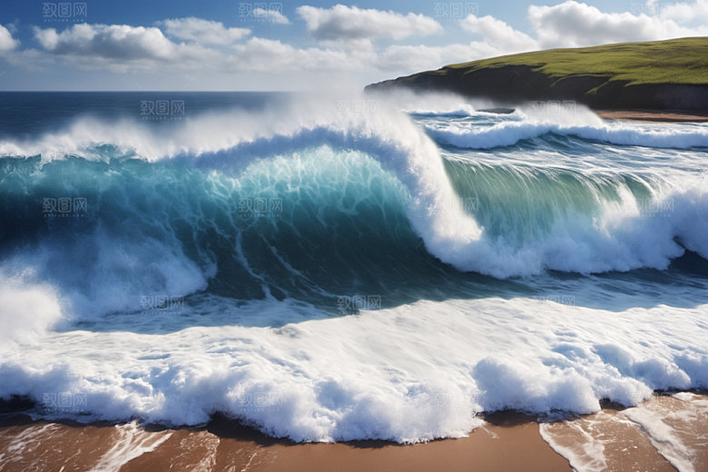 海浪浪花波浪摄影图