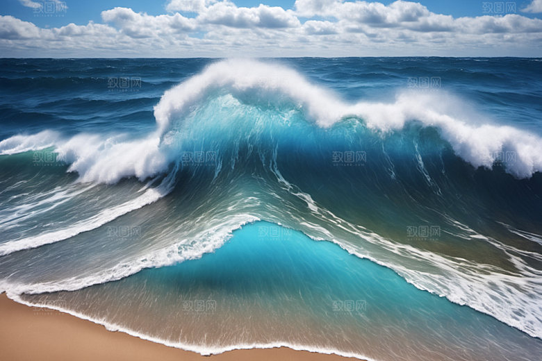 海浪蓝色大海摄影图