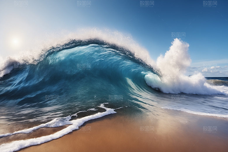 海浪高清蓝色摄影图