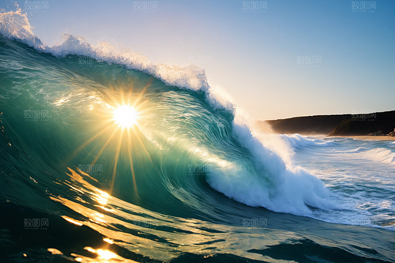 海浪自然清透摄影图
