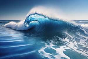 海浪波浪自然摄影图