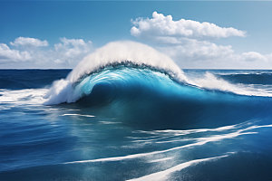 海浪蓝色自然摄影图