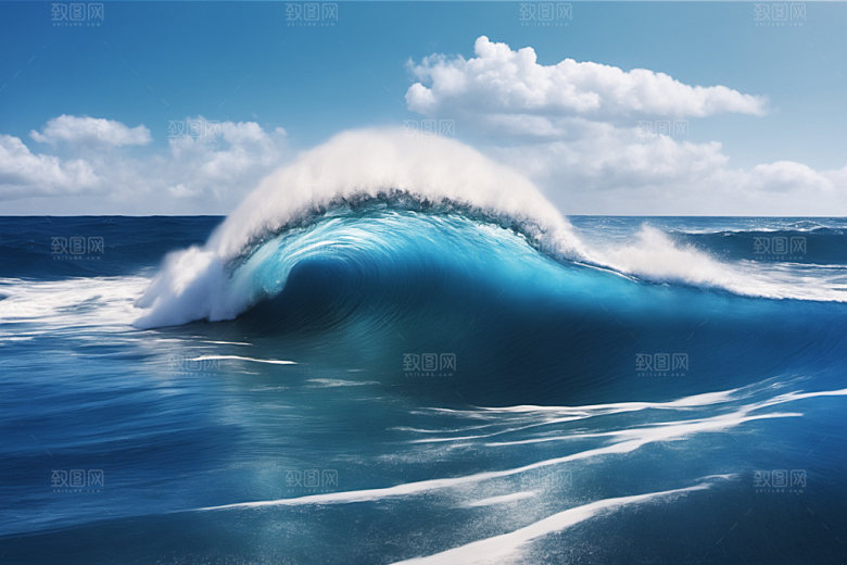 海浪蓝色自然摄影图