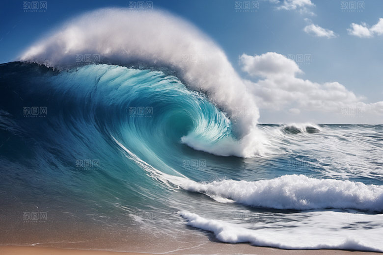 海浪自然浪花摄影图