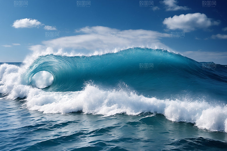 海浪蓝色清透摄影图