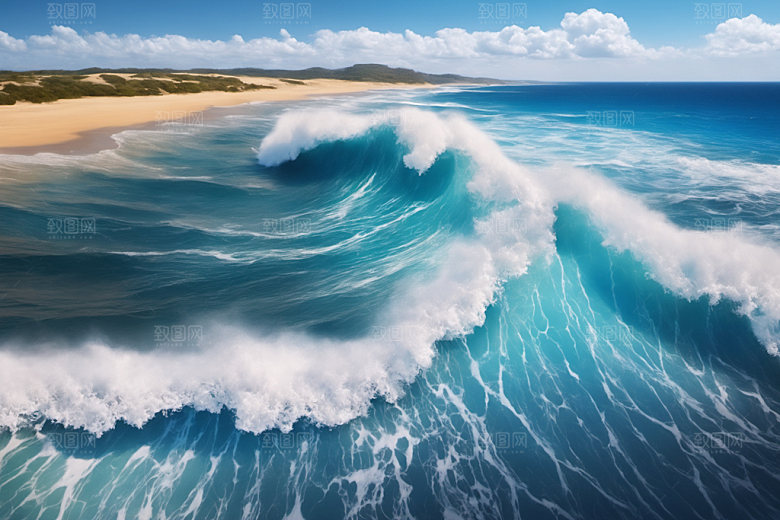 海浪自然蓝色摄影图