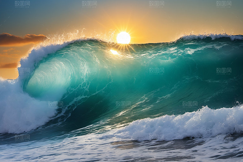 海浪浪花清透摄影图