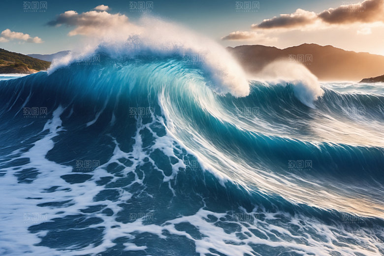 海浪自然波浪摄影图