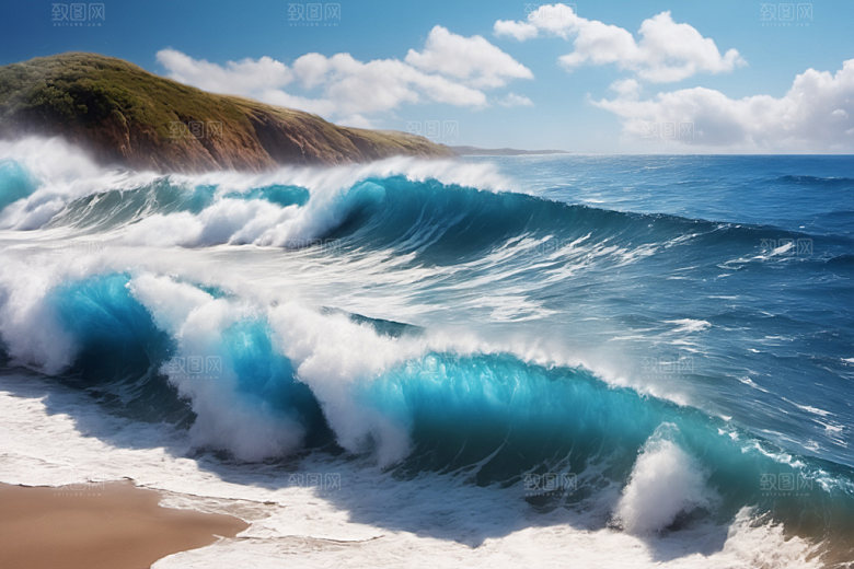 海浪浪花清透摄影图
