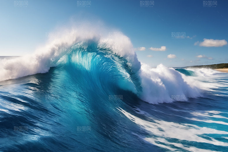 海浪清透大海摄影图