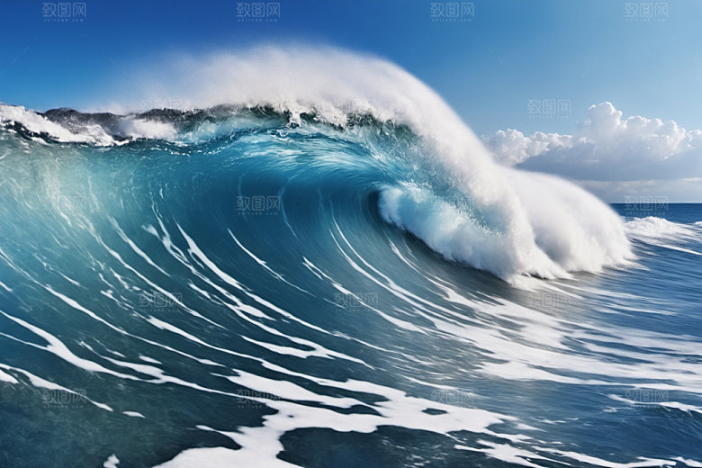 海浪蓝色波浪摄影图