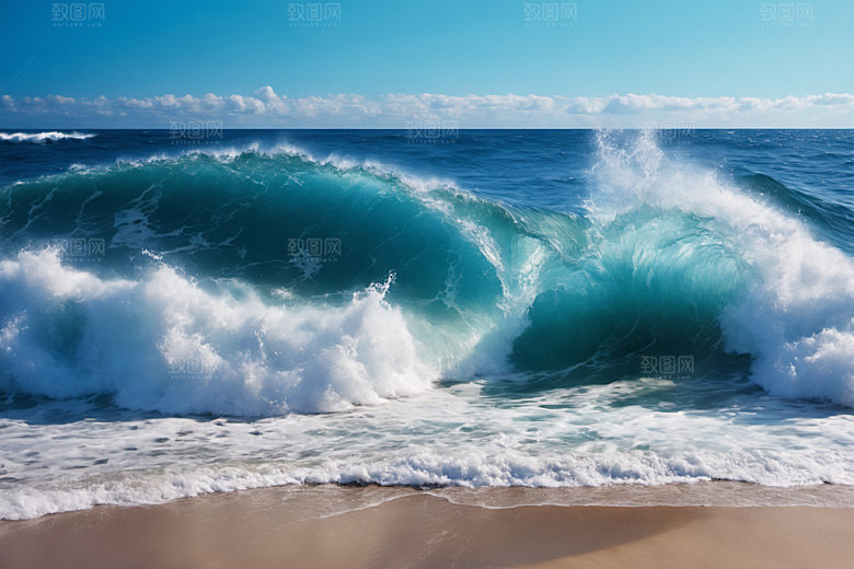 海浪蓝色清透摄影图