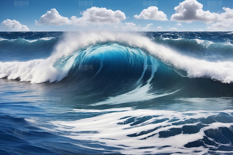 海浪蓝色海水摄影图