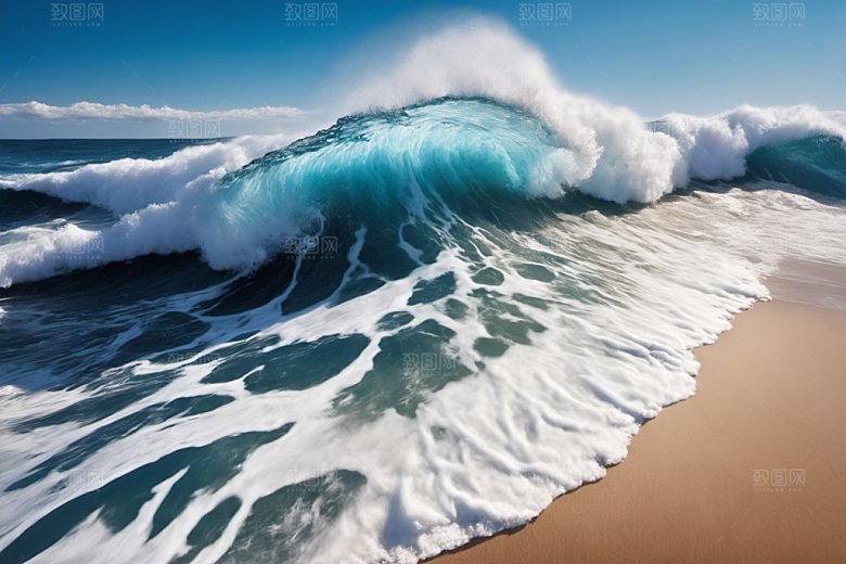 海浪蓝色清透摄影图