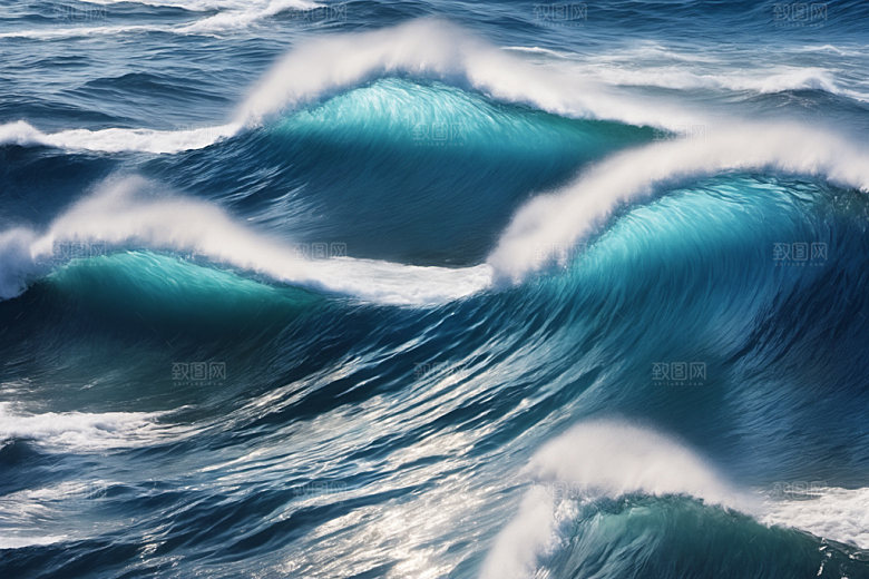 海浪蓝色自然摄影图