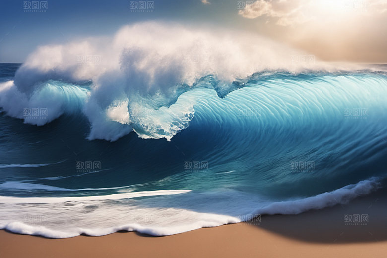海浪浪花自然摄影图