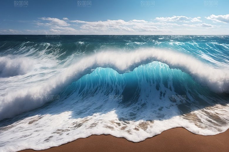 海浪浪花大海摄影图