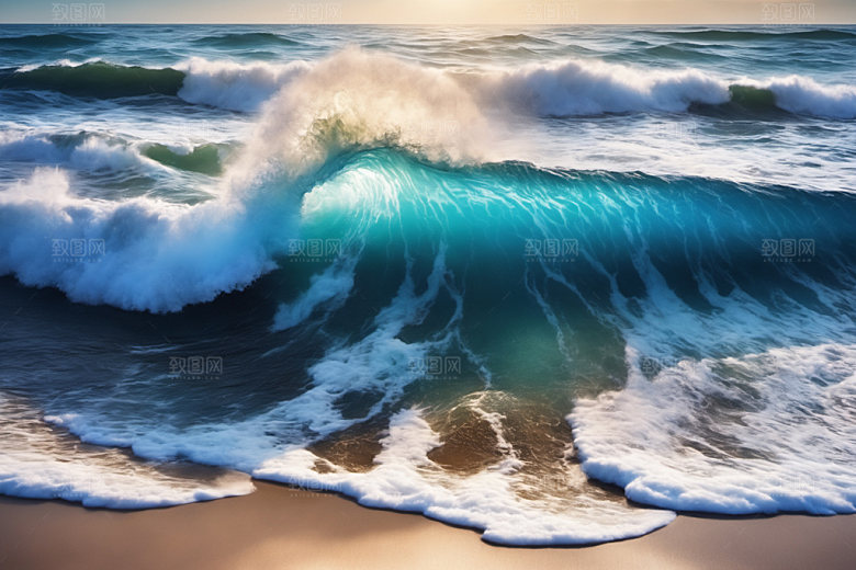 海浪海水蓝色摄影图