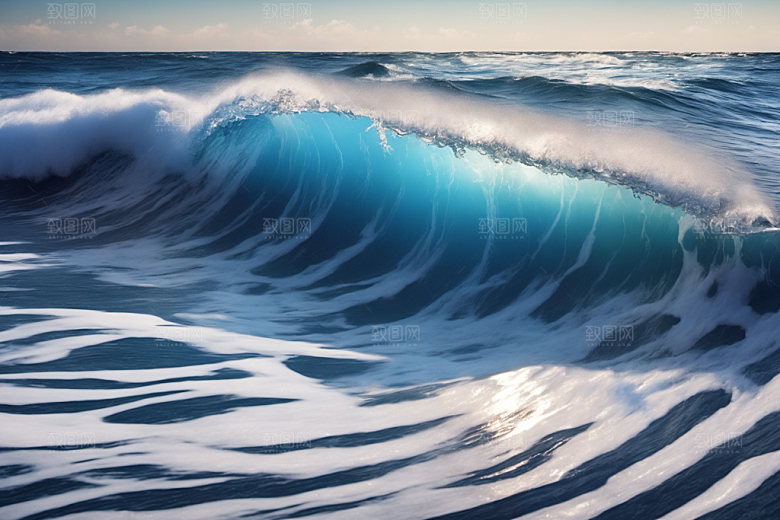 海浪蓝色波浪摄影图