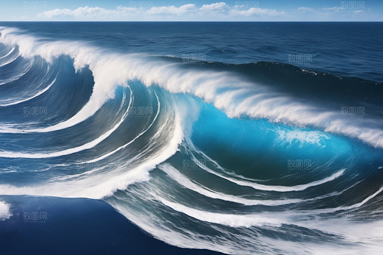 海浪清透波浪摄影图