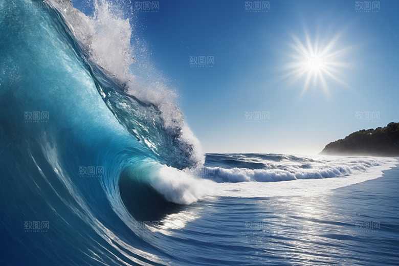 海浪海水自然摄影图