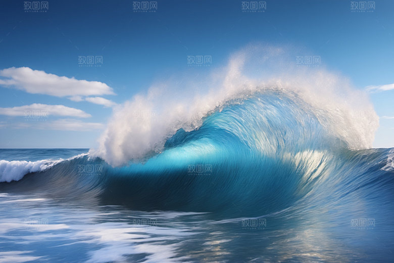 海浪清透蓝色摄影图