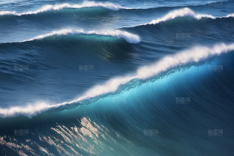 海浪浪花蓝色摄影图