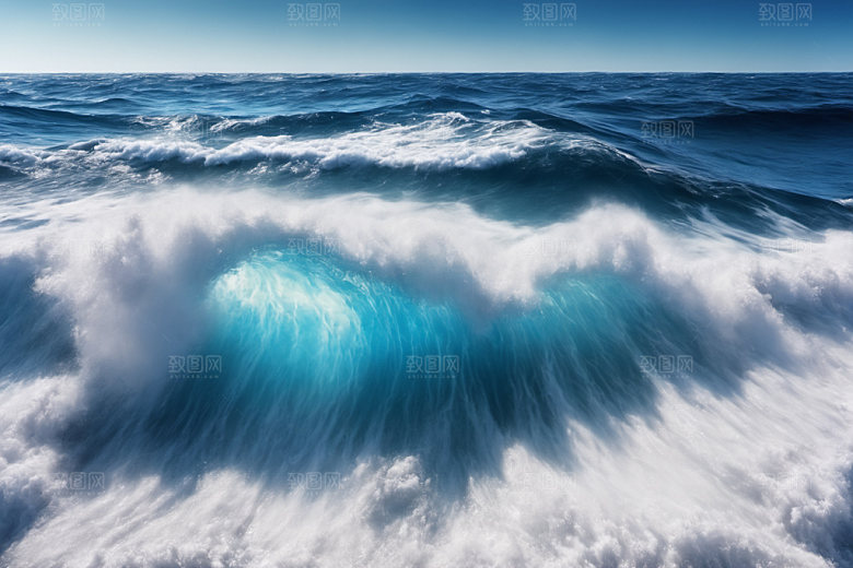 海浪大海清透摄影图