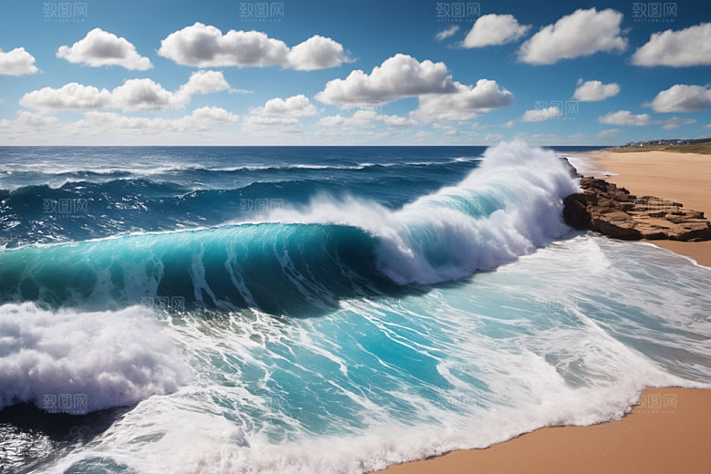 海浪海水自然摄影图