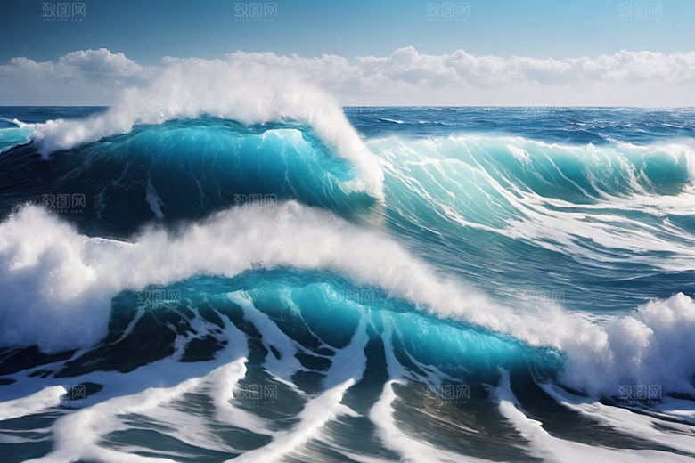 海浪自然海水摄影图
