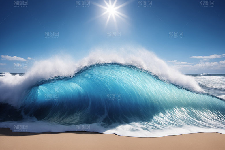 海浪波浪浪花摄影图