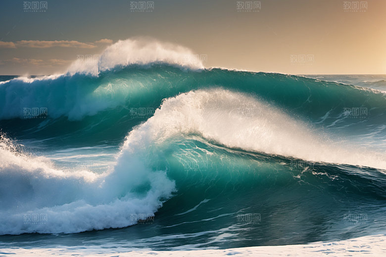 海浪清透浪花摄影图