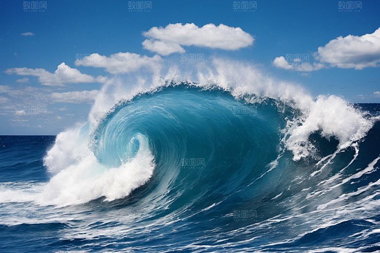 海浪波浪蓝色摄影图