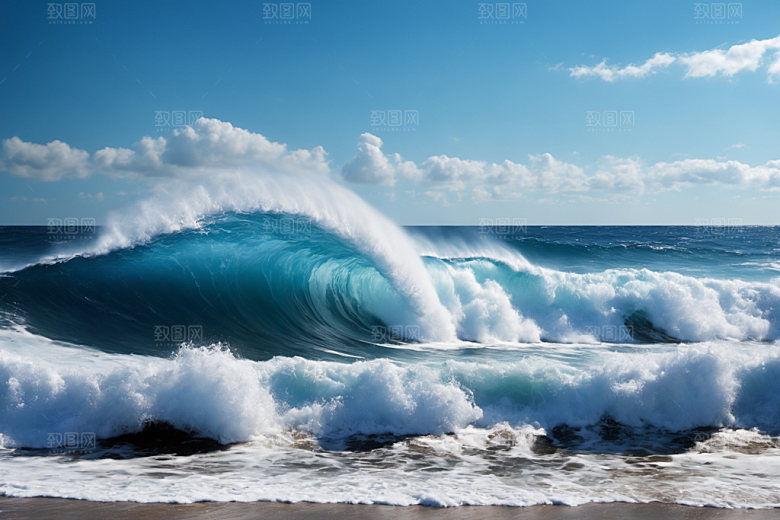 海浪蓝色海水摄影图