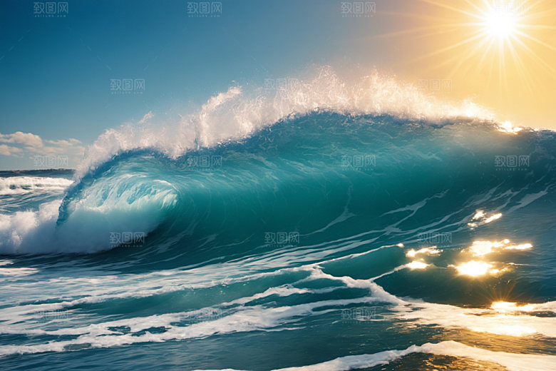 海浪波浪浪花摄影图