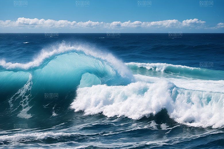 海浪浪花蓝色摄影图