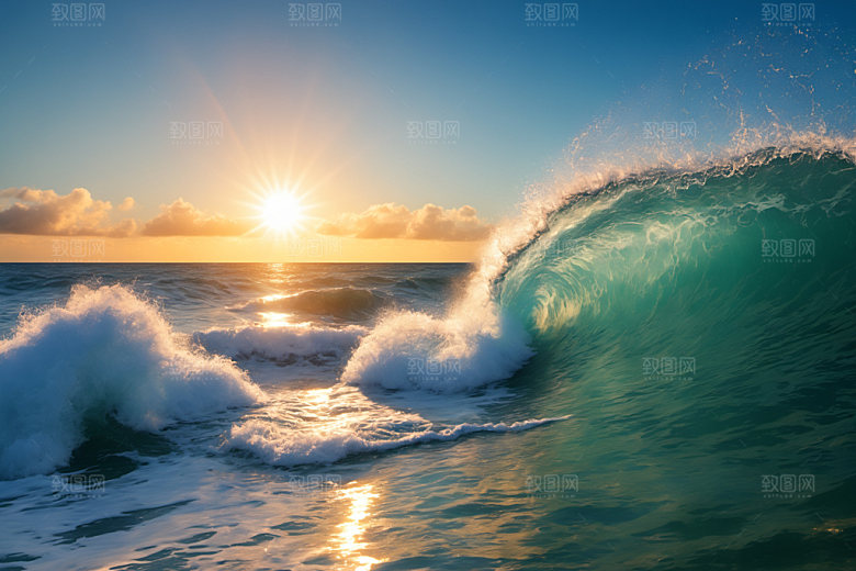 海浪清透大海摄影图