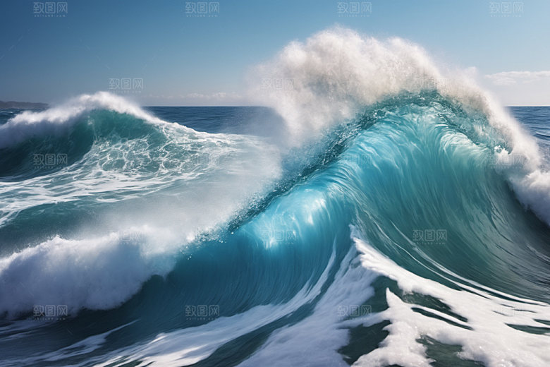 海浪自然浪花摄影图