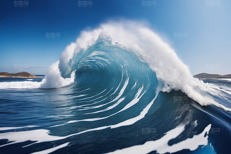海浪浪花清透摄影图