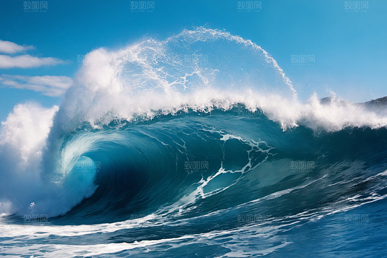 海浪浪花自然摄影图