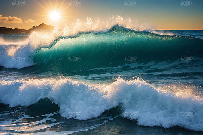 海浪浪花自然摄影图