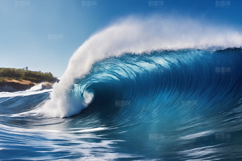 海浪蓝色高清摄影图