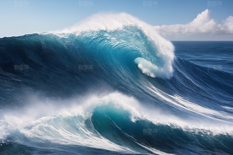海浪大海蓝色摄影图