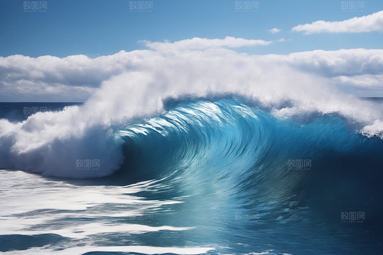 海浪蓝色海水摄影图