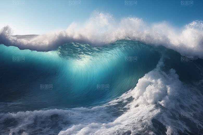 海浪蓝色清透摄影图